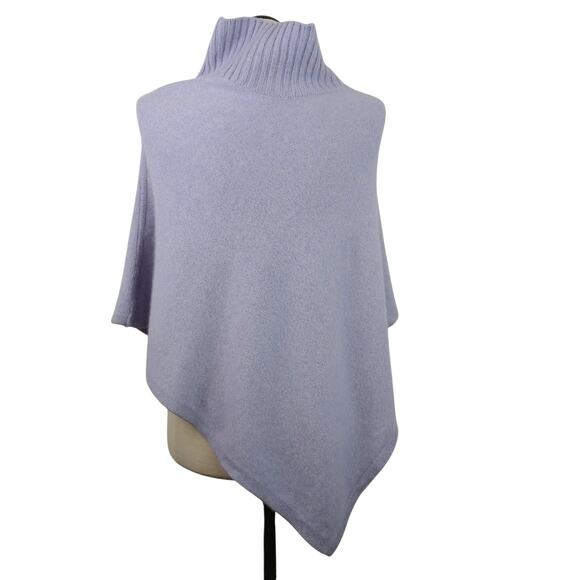 Never A Wallflower Women's 100% Cashmere Mock Neck Poncho Sweater Lilac One Size - Picture 5 of 6